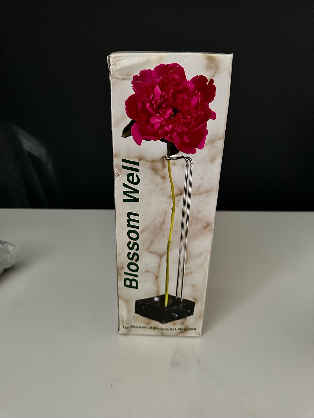 BLossom Well MOMA NYC Single Stem Flower Holder - Black Marble with Chrome